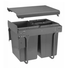 Pattumiera estraibile PLUTO 400 mm con fissaggio all’anta – 1×20 L + 2×10 L / Antracite
