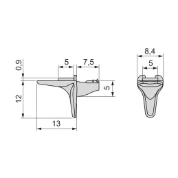 Supporto reggipiano per vetro con guarnizione BEAK / Nichel - 10 pz.