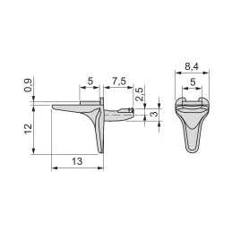 Supporto reggipiano per vetro con guarnizione BEAK / Nichel - 10 pz.