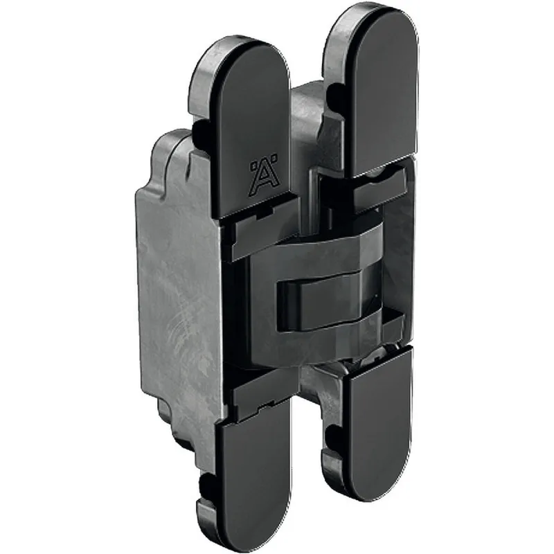 Cerniera 3D da fresare per porte a filo muro con spessore a partire da 18 mm / Nera