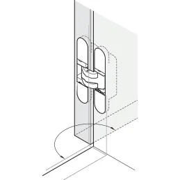 Cerniera 3D da incasso per porte nascoste con spessore a partire da 18 mm / Bianca