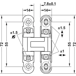 Cerniera 3D da incasso per porte nascoste con spessore a partire da 18 mm / Bianca