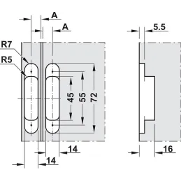 Cerniera 3D da incasso per porte nascoste con spessore a partire da 18 mm / Bianca