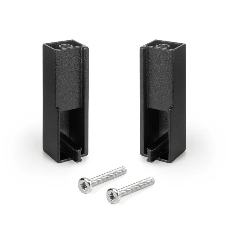 Set di terminali per barra appendiabiti LUXE – montaggio superiore / Nero strutturato