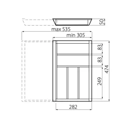 Portaposate regolabile in legno UNIVERS, profondità fino a 500 mm / Faggio