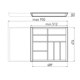 Portaposate regolabile in legno UNIVERS, profondità fino a 500 mm / Faggio