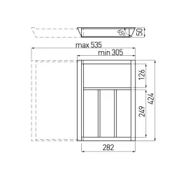 Portaposate regolabile in legno UNIVERS, profondità 450 mm / Faggio