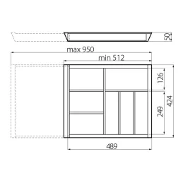 Portaposate regolabile in legno UNIVERS, profondità 450 mm / Faggio