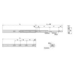 Guide scorrevoli a sfere con chiusura ammortizzata e apertura senza maniglia, 45 mm LUX