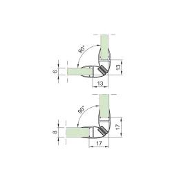 Profilo magnetico di tenuta angolare a 90° per box doccia, 2500 mm / Trasparente