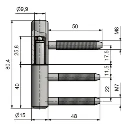Cerniera 3D per porta BAKU / Teflon nero