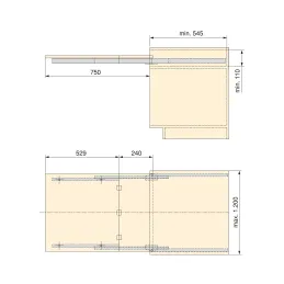 Ferramenta per tavolo da cucina estraibile COCTAIL / Alluminio