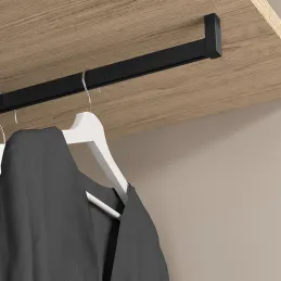 Set di 2 bastoni appendiabiti LUXE con guarnizione e supporti / Nero strutturato