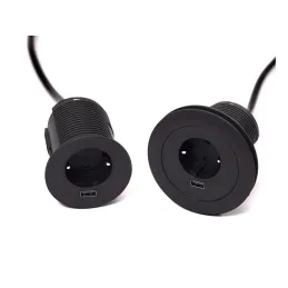 Presa da incasso VERSATAG 1 x 230V + USB / Nero opaco
