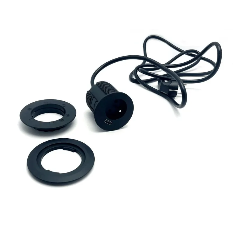 Presa da incasso VERSATAG 1 x 230V + USB / Nero opaco