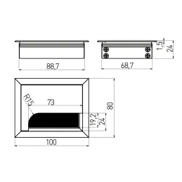 Passacavo per cavi MERIDA 100 x 80 mm / Nero