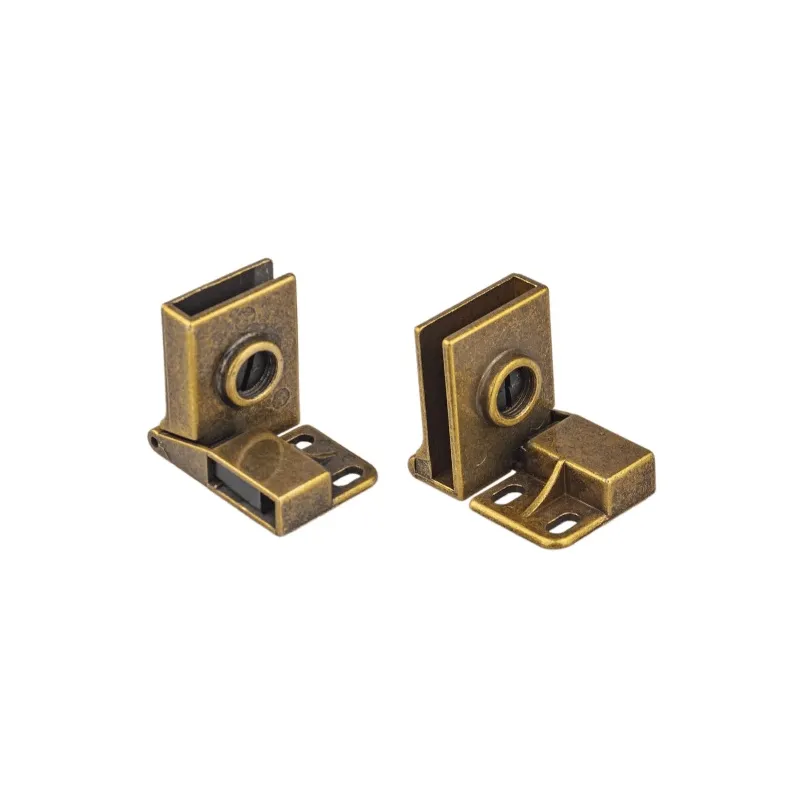 Cerniera per porte in vetro UNION senza foratura - Coppia / Ottone patinato