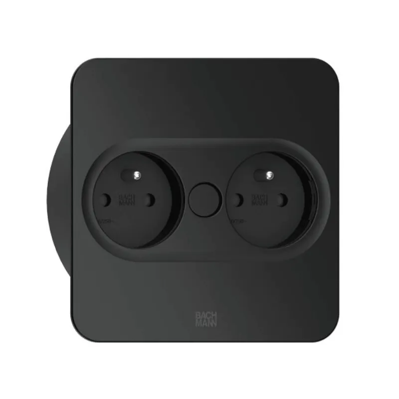 Presa elettrica Twist square 2x 230V / Nero opaco