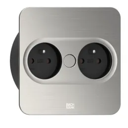 Presa elettrica Twist square 2x 230V / Acciaio inox