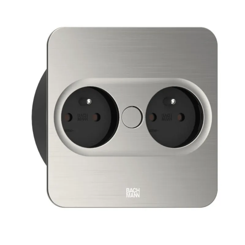Presa elettrica Twist square 2x 230V / Acciaio inox