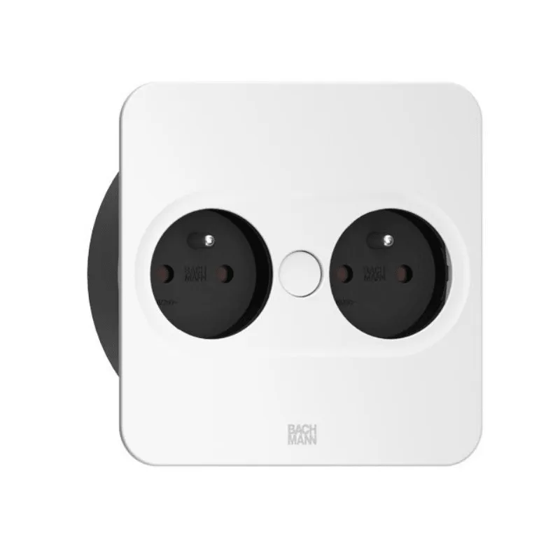 Presa elettrica Twist square 2x 230V / Bianco opaco