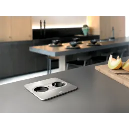 Presa elettrica Twist square 1x 230V + USB A-C / Acciaio inox