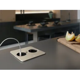Presa elettrica Twist square 1x 230V + USB A-C / Acciaio inox