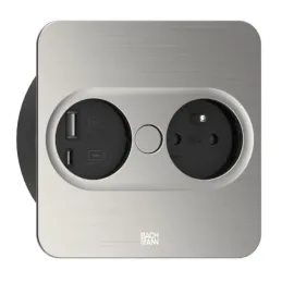 Presa elettrica Twist square 1x 230V + USB A-C / Acciaio inox