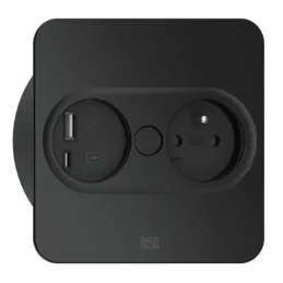 Presa elettrica Twist square 1x 230V + USB A-C / Nero opaco