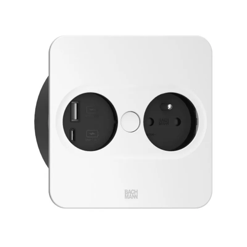 Presa elettrica Twist square 1x 230V + USB A-C / Bianco opaco