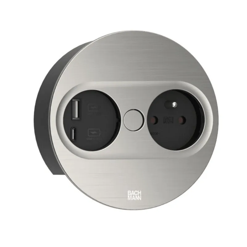 Presa elettrica Twist ovale 1x 230V + USB A-C / Acciaio inox