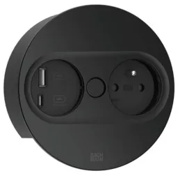 Presa elettrica Twist ovale 1x 230V + USB A-C / Nero opaco