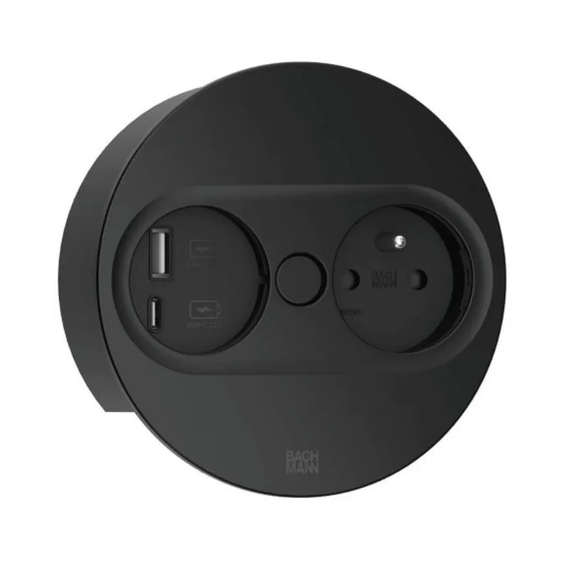 Presa elettrica Twist ovale 1x 230V + USB A-C / Nero opaco