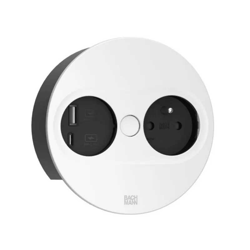 Presa elettrica Twist ovale 1x 230V + USB A-C / Bianco opaco