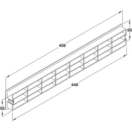 Griglia di ventilazione in plastica 458 x 65 mm / Cromo opaco