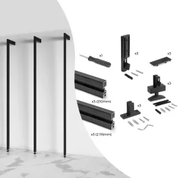 Sistema modulare per guardaroba ZERO 2115 mm - 3 montanti / Nero opaco