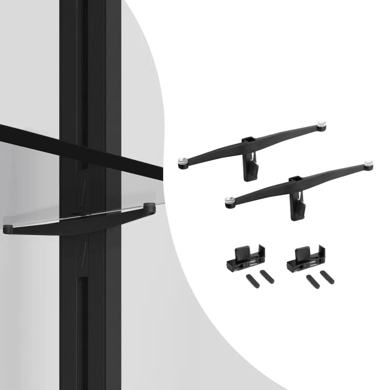 Set di supporti per ripiano in vetro per il sistema modulare per armadi ZERO / Nero opaco