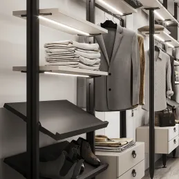 Set di supporti per ripiano in legno inclinabile per sistema modulare per guardaroba ZERO / Nero opaco