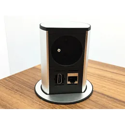 Presa elettrica estraibile Elevator OFFICE HDMI / Alluminio spazzolato