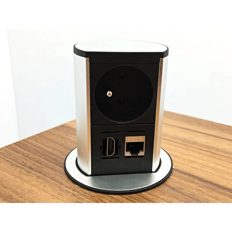 Presa elettrica estraibile Elevator OFFICE HDMI / Alluminio spazzolato