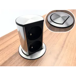 Presa elettrica a scomparsa Elevator 2x230V FRENCH / Acciaio inox