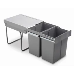 Cestino estraibile LINEA 400 mm - 2x21 L / Grigio