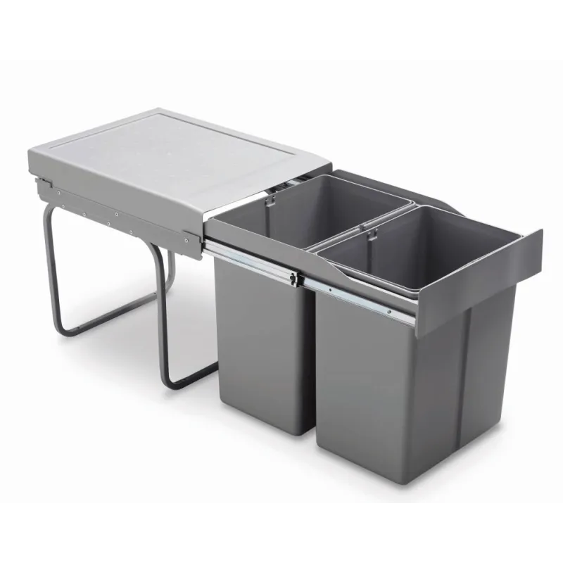 Cestino estraibile LINEA 400 mm - 2x21 L / Grigio