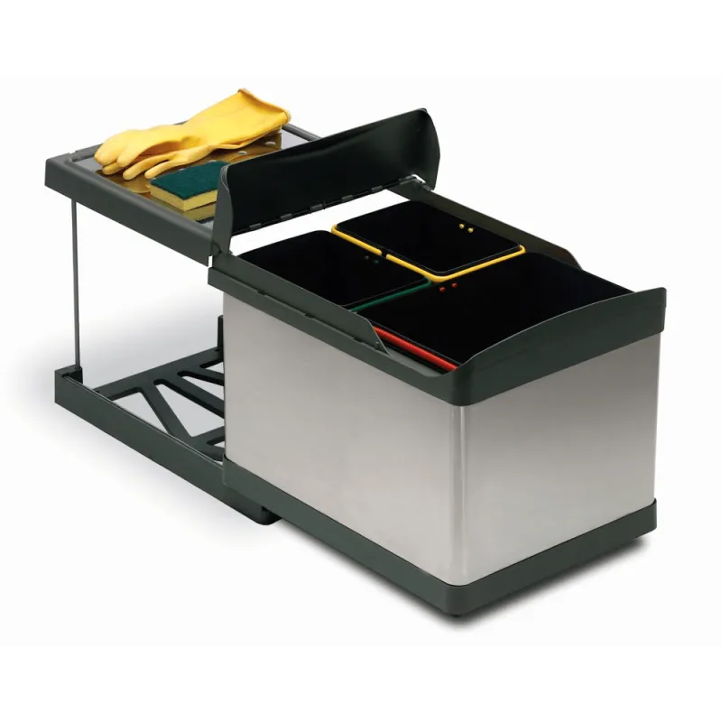 Cestino estraibile LINEA 450 mm – 1×16 L + 1×7,5 L / Acciaio inox