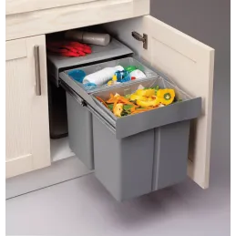 Cestino estraibile LINEA 300 mm - 2x14 L / Grigio