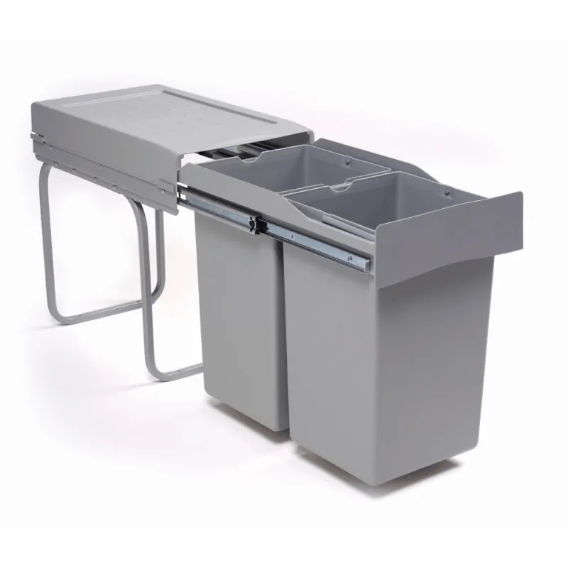 Cestino estraibile LINEA 300 mm - 2x14 L / Grigio