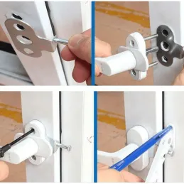 Ferramenta di sicurezza per bloccare le finestre – 2 pz / Marrone