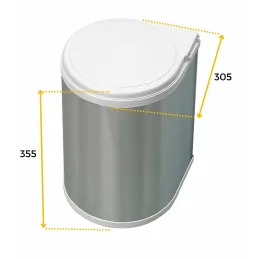 Cestino rotondo KLASIK 13 L / Acciaio inox - bianco
