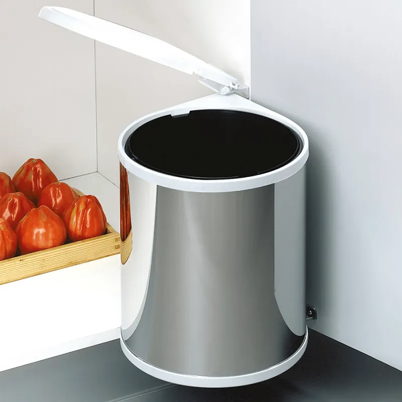 Cestino rotondo KLASIK 13 L / Acciaio inox - bianco