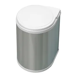 Cestino rotondo KLASIK 13 L / Acciaio inox - bianco